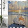 Ocean Shell Shower Curtain, Ocean Beach Shell Sunset Bathroom Decorative Shower Curtain, Waterproof Shower Curtain with Hooks