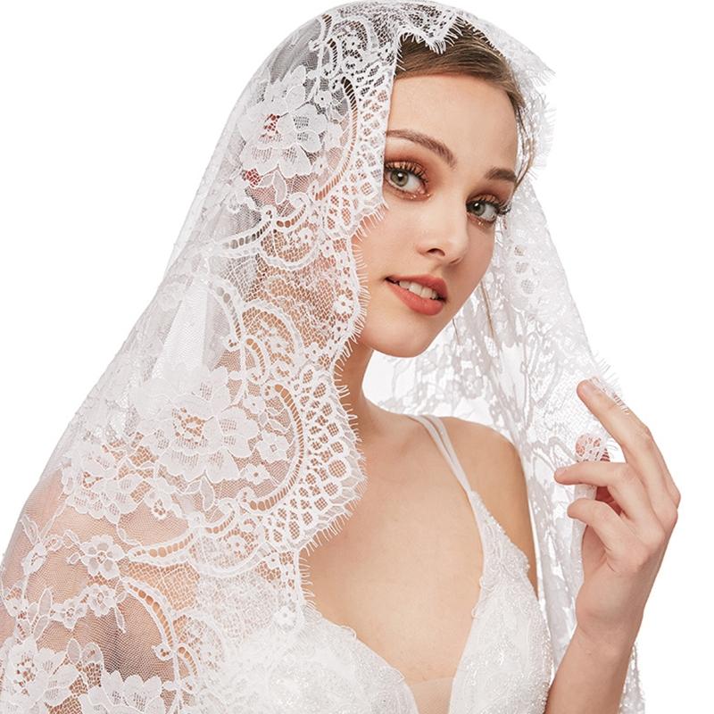 Lace Mantilla Veil Soft & Comfortable Exquisite Floral Design for Head Covering for Women Girls Church Veils for Chapels