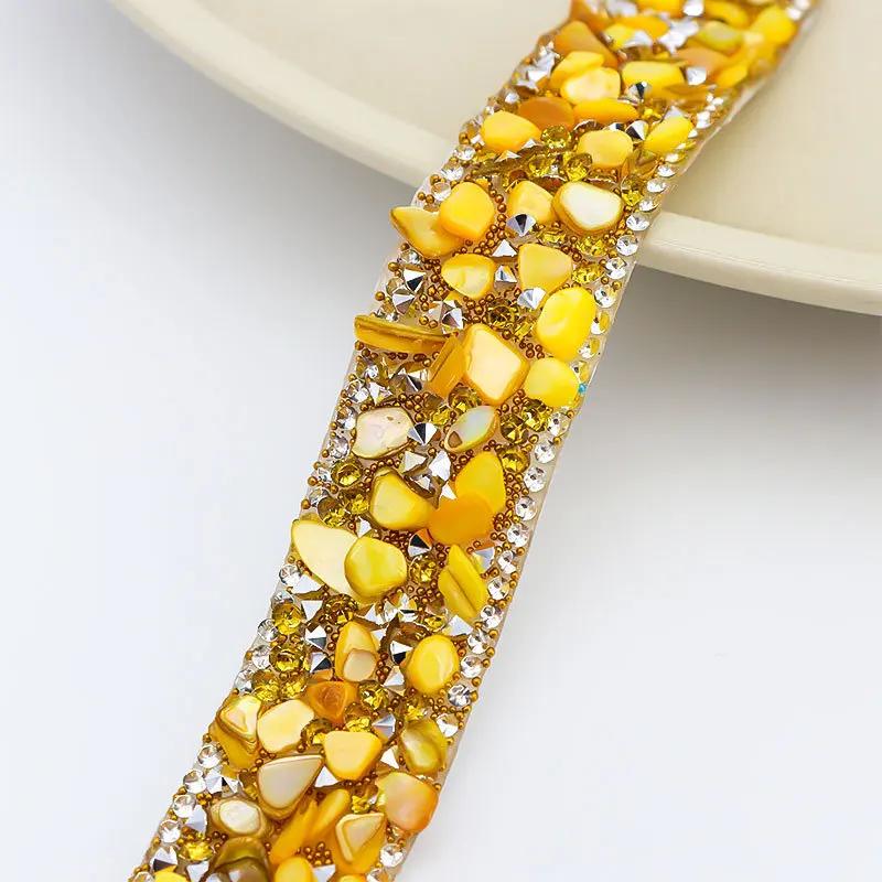 1yard/roll Self-Adhesive Rhinestone Trim Tape 2cm Wide Colorful Crystal Decor for Bridal Dress/Phone DIY Craft Sewing Accessory