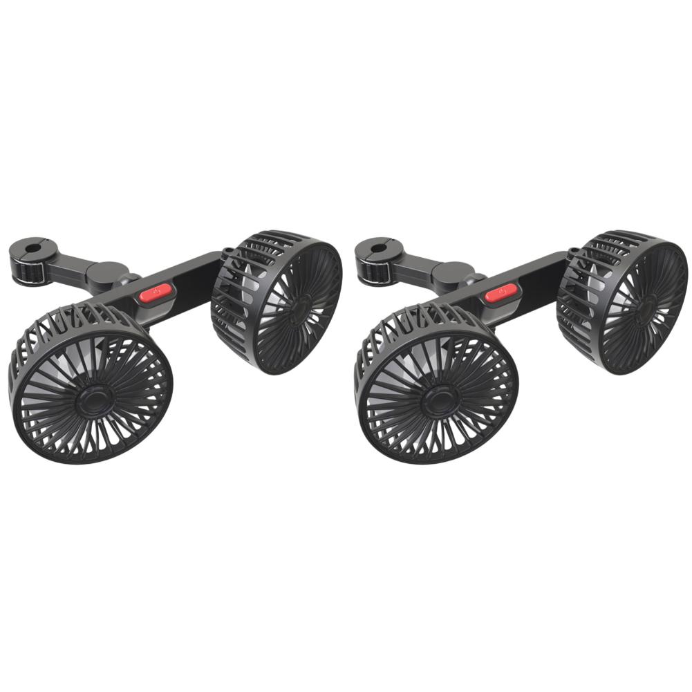 12V/24V Portable Car Rear Seat Air Fan 360° Rotation Headrest Fan 3 Gears Adjustment 2 Rotatable Heads for Vehicle SUV