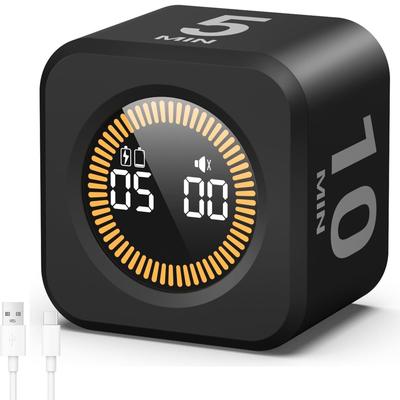 Pomodoro Timer with 5/10/25/50 Minute Presets, Visual Cube Timer, Gravity Sensor, Silent Mode, for Studying, Working, Kitchen, and ADHD, Desk Timer (B