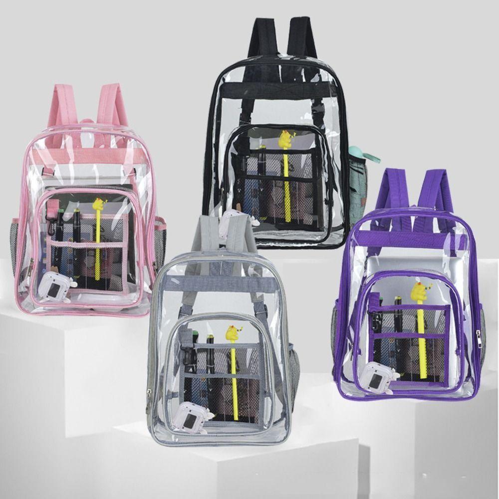 PVC Students School Bag Waterproof Clear Shoulder Bag Casual Transparent Backpack  Outdoor