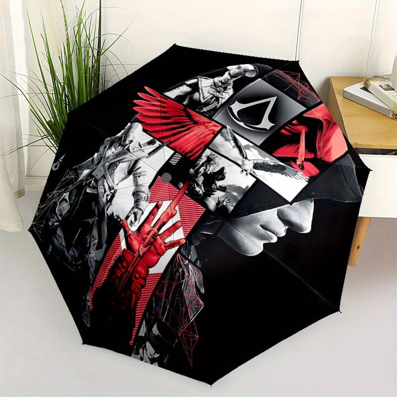 1pc Assassin's Creed Self-Folding Umbrella, 8-Bone Compact Travel Umbrella, Durable Plastic And Iron Frame104