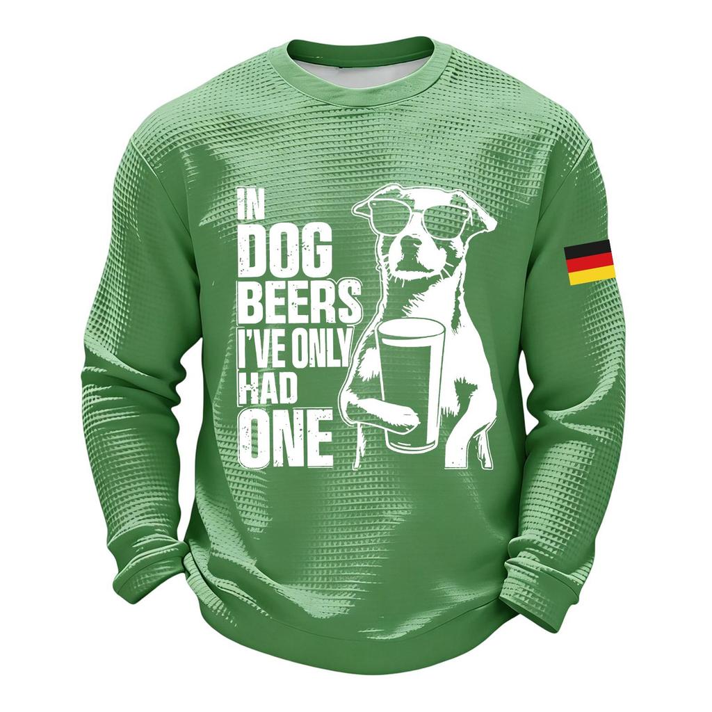 Men's Casual Loose Fit Crew Neck Sweatshirt with Graphic Print Long Sleeve Comfortable Pullover for Everyday Wear