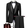 Men's Autumn Slim Fit Business Casual Suit: Tuxedo, Vest, and Pants Set for Weddings and Grooms