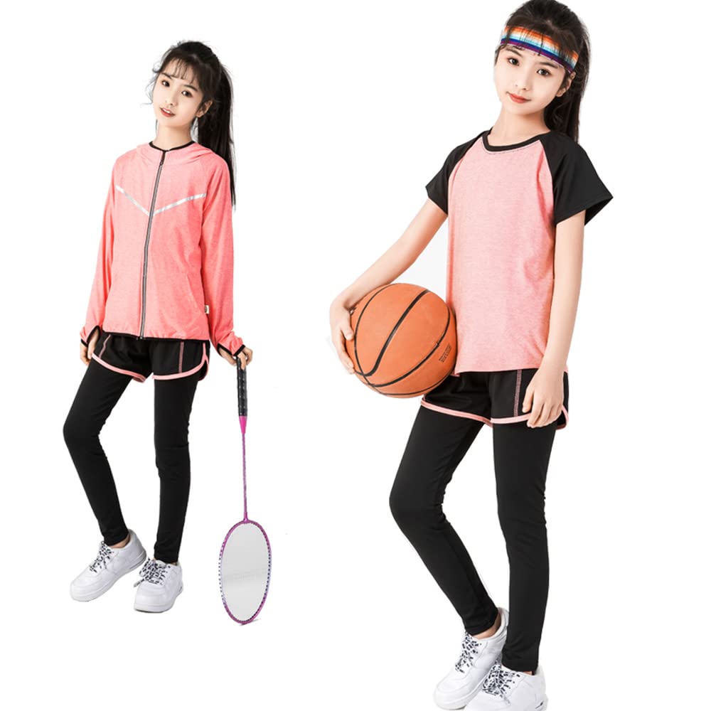 Antrenament de yoga Top pentru alergare și 4 piese de transpirație fitness rapidă lungă scurtă scurtă iarnă 110 [HYJEAL] Îmbrăcăminte sport pentru copii, îmbrăcăminte pentru fete, îmbrăcăminte, îmbrăcăminte, fund,