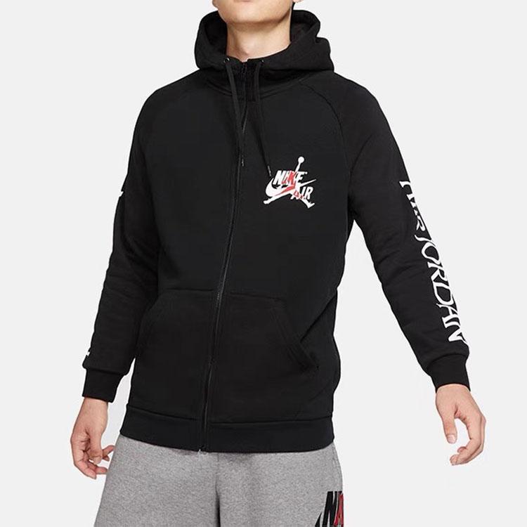 Jordan Jumpman Classics Logo Casual Sport Breathable Hoodie Jacket Men Outerwear Black DH9507-010