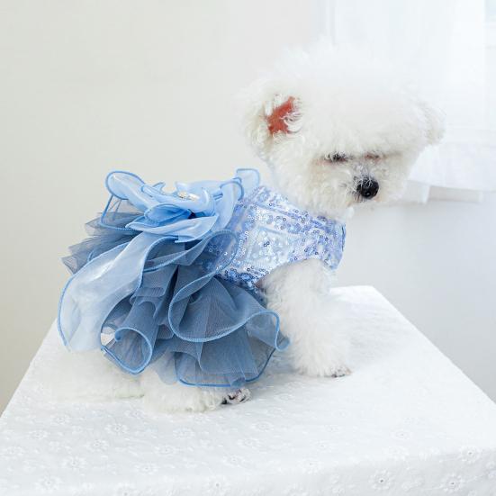 Hunde-Prinzessinnenkleid, glitzerndes Spitzen-Tutu-Kleid mit Camisole für kleine Welpen, Hunde-Bekleidung für Hochzeitsfeiern