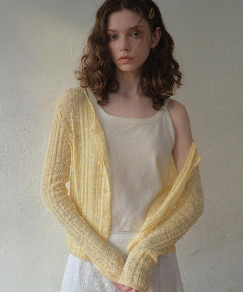 Ournostalgia Milky Slub Round Cardigan_Yellow(Oc26Kn16)