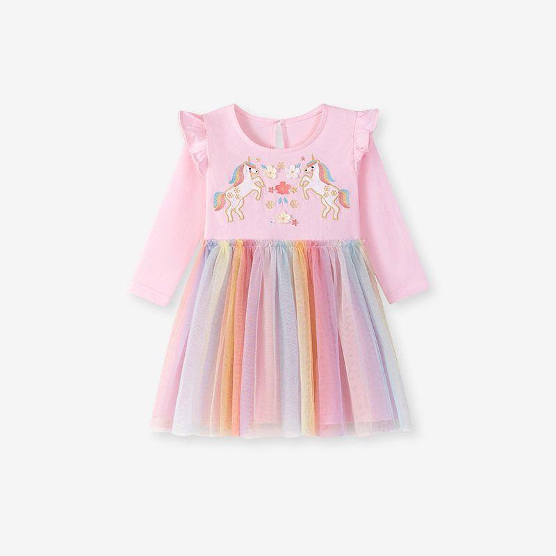 Little Maven New Autum Girls Dress European and American Mesh Kidsren s Skirt Cute Cotton Skirt S3210 7Y (140cm)