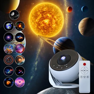Projetor Galaxy Star Luz Noturna Rotação 360° Lâmpada de Projeção HD Interna 13 em 1 Projetor Planetário para Quarto com Ruído Branco