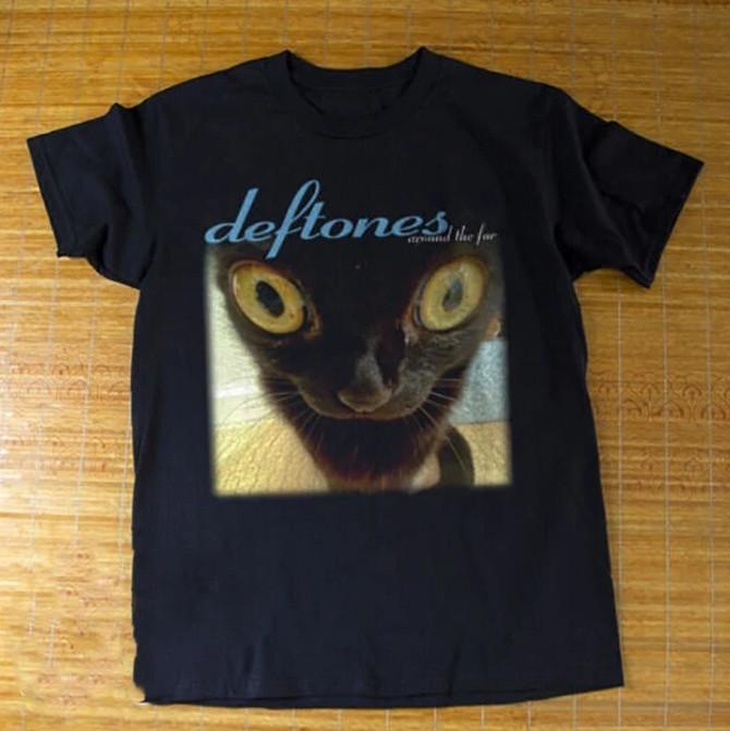 Deftones Around The Fur Забавная черная кошка Унисекс футболка Унисекс футболка XXXXL