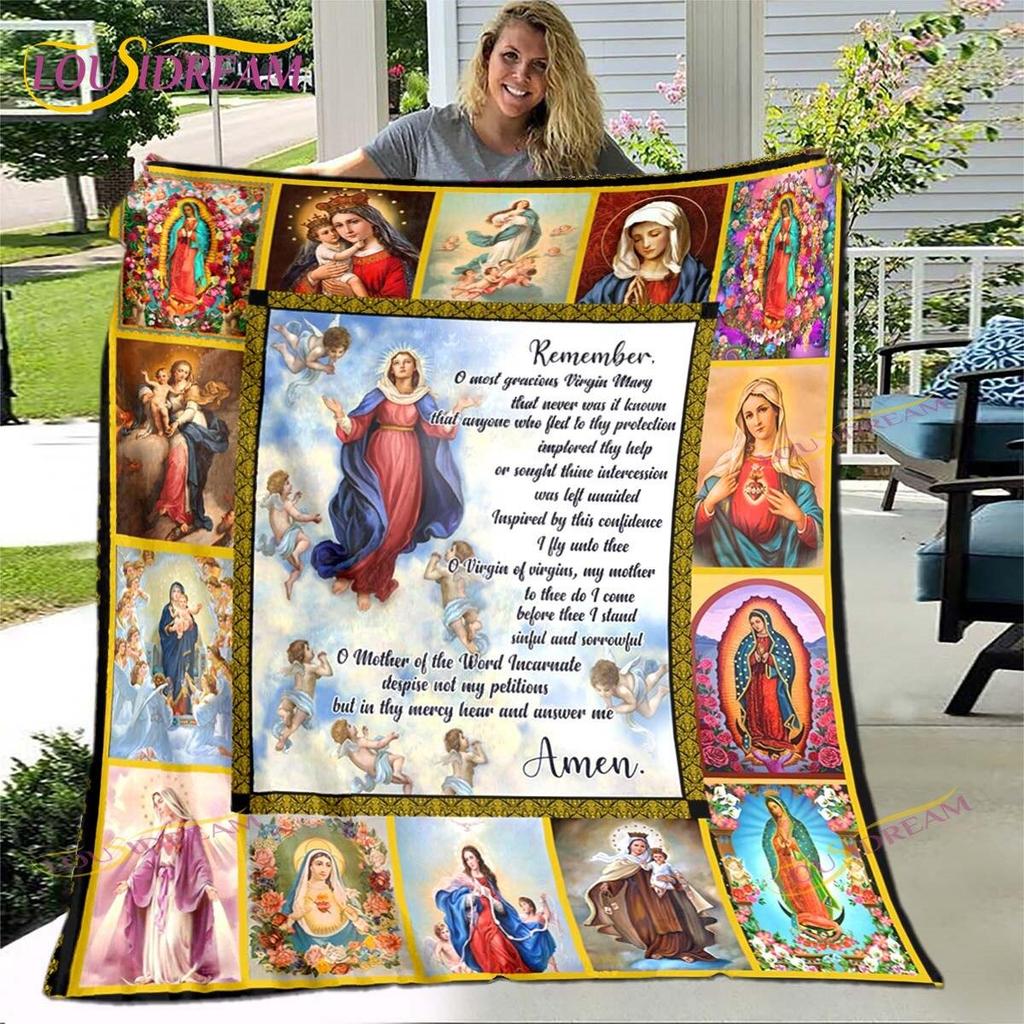 Jesus Blanket Virgin Mary Blanket Flannel Blanket Super Soft Throw Blankets for Bedroom Couch Sofa Gift Tv Blanket Bedding