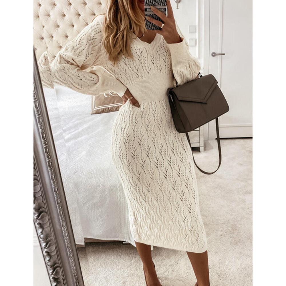 Women's Sexy Long-Sleeve Knit Skirt Sweater - European & American Autumn Style 2022
