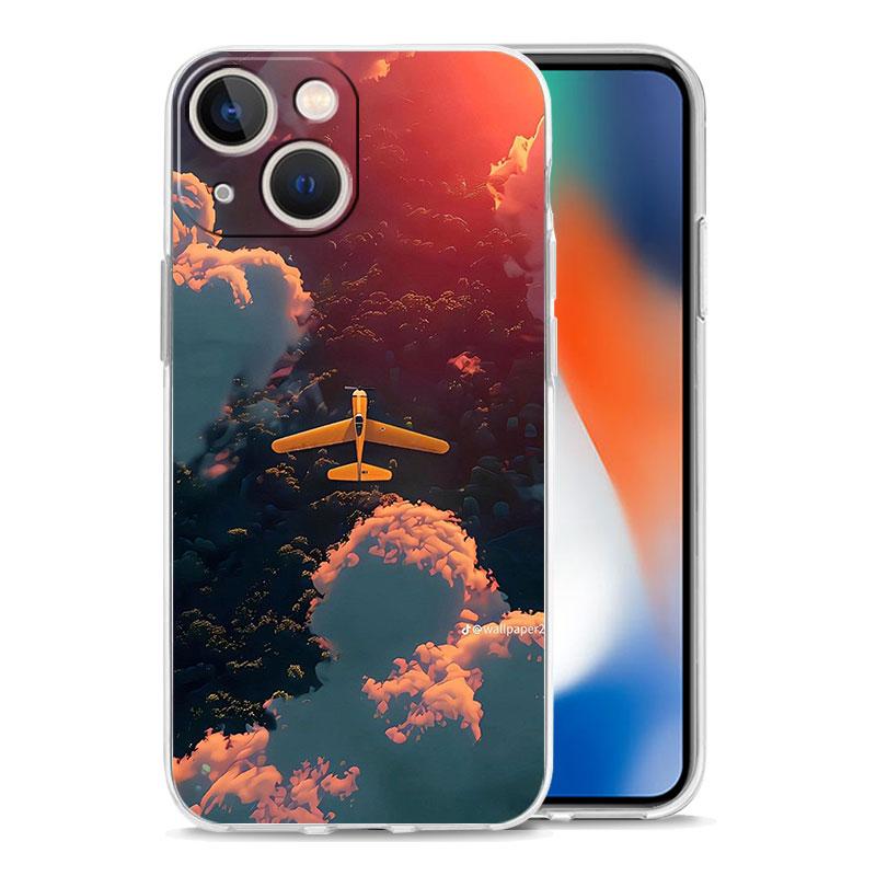 Phone Case For iPhone 17 Air Cases iPhone 16 15 12 13 14 Pro Max SE 7 8 Plus iPhone11 Clear Soft Cover Airplane Pattern