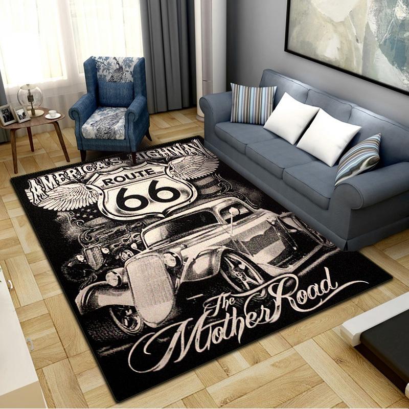 Route 66 Carpet Rug for Living Room Bedroom Home Sofa Decoration,Kids play Non-slip Floor Mat