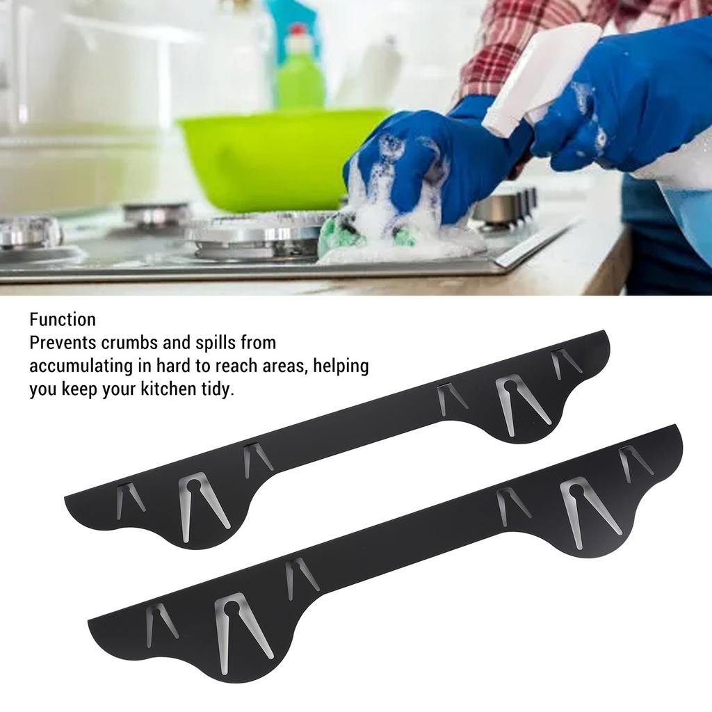 2pcs Stove Gap Cover Black Minimalist Stainless Steel Stove Gap Filler for Oven Counter 59.5CM