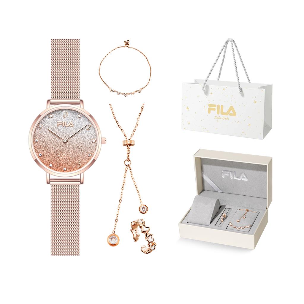 FILA Quartz Watch Stainless Steel Band Gold Dial Romantic Gift Box Women watches FLL38-6072