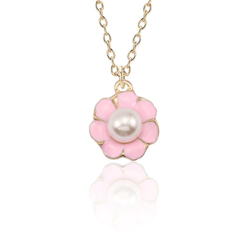 

Women Delicate Seven-leaf Cartoon Flower Hanging Pendant Wear Decoration Necklace Pink #1