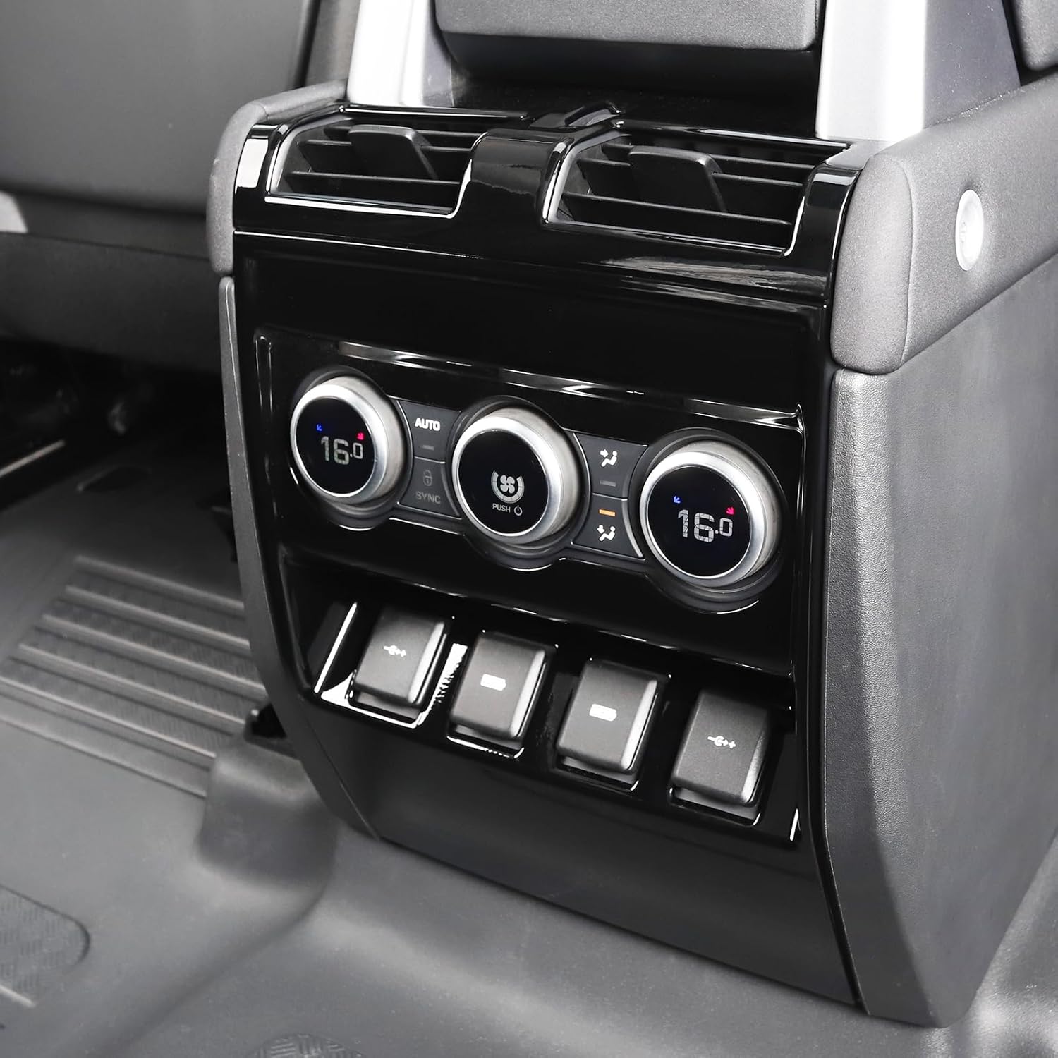 

Rear Anti-Kick Cover for 2020-2025 2026 Land Rover Defender 90 110 130 Air Conditioning Vents Protective Cover Interior Panel Knob Trim Cover Tuning Black lacquer