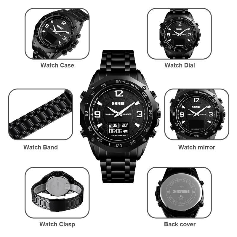 SKMEI Digital Quartz Watch Men Luxury Compass Temperature Sports Watches Calorie Pedometer Man Watch