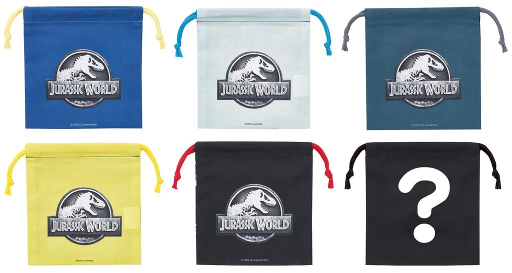 Skater Jurassic World Lunch Drawstring 6 Blind Wide x 17cm Made in Bags, Medium, 6-Pack, Varieties, Box, 15.5cm High, Japan, KBB21B-A
