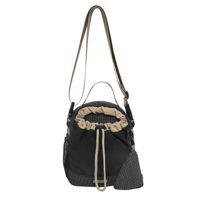 Contrast Color Small Bag Women's Lightweight Crossbody Bag Men Drawstring Shoulder Bag with Coin Purse