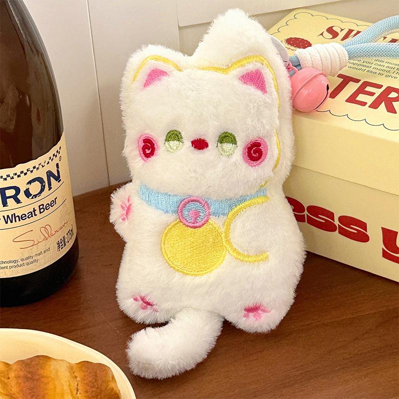 Kawaii Squeaky Kitten Plush Keychain Cartoon Stuffed Doll Keyring Girly Cute Key Holder Bag Pendant Backpack Decoration Gifts