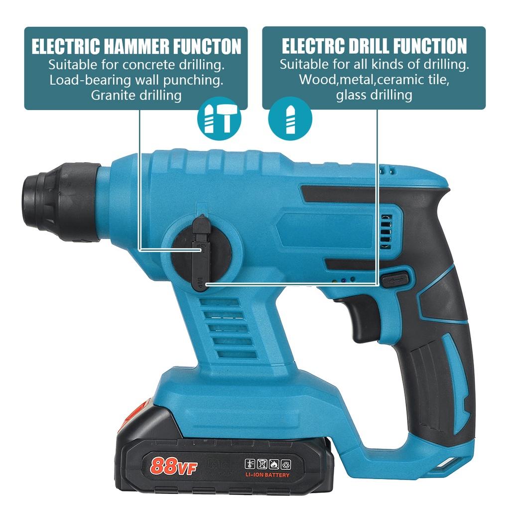 6200RMPM 88VF Electric Rotary Hammer Rechargeable Cordless Multifunction Hammer Impact Drill 25cm * 17cm