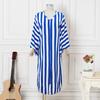 Oversized Women V Neck Batwing Sleeve Striped Print Casual Baggy Maxi Dress