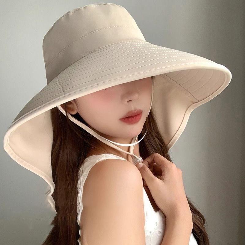 Shawl Sunscreen Cap Ponytail Travel Fisherman Hat Wide Brim Sun Hat With Neck Flap Outdoor Uv Anti Neck Protection Sun Visors
