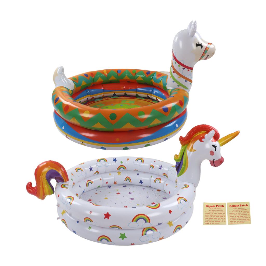 2PCS Kids Inflatable Pool PVC Foldable Portable Mini Swimming Pool Cute Animal Shape Blow Up Baby