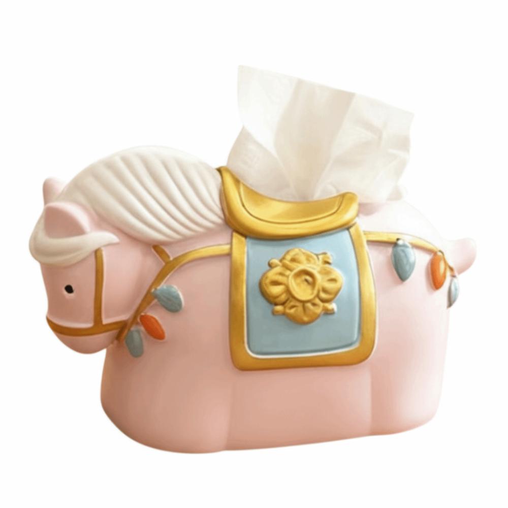 Decorative Horse Year Tissue Box Figure Model Zodiac Horse Model Toy  New Year Gift розовый