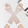 Long Fishnet Gloves with Rhinestone Decoration Fingerless Design Stretchy Mesh Material for Costume Party Dance Performance Accessory