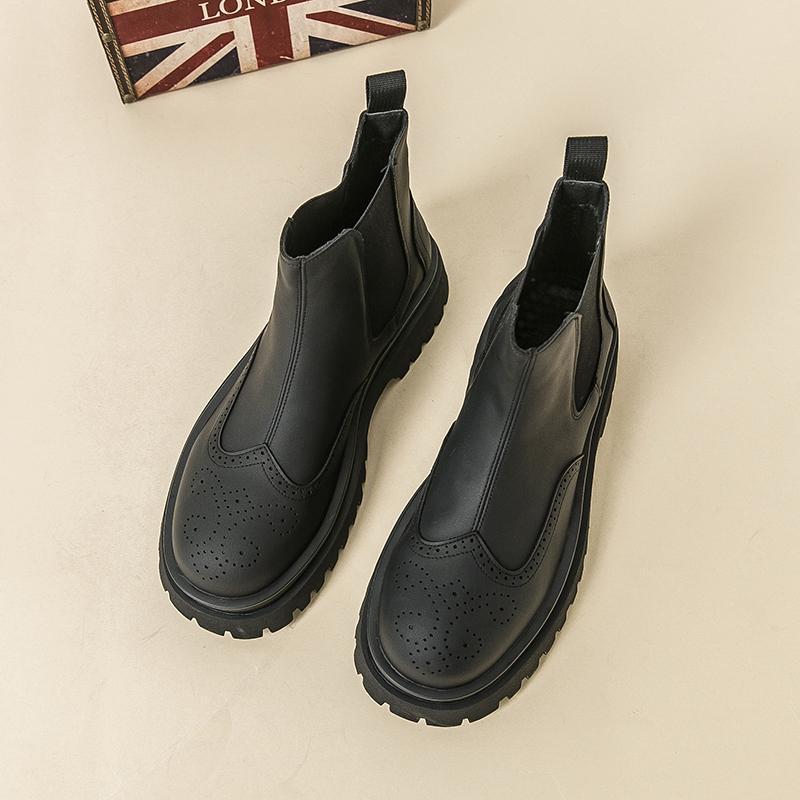 Men s Versatile High-top Chelsea Leather Boots - Outdoor Fashion Ankle Boots, Large Size Available 39 чёрный