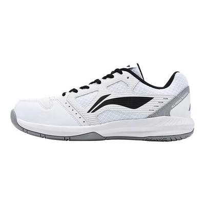 Li Ning Light Feather Slip Resistant Abrasion Resistant Low Top Badminton Shoes Unisex White Black AYTT035-4