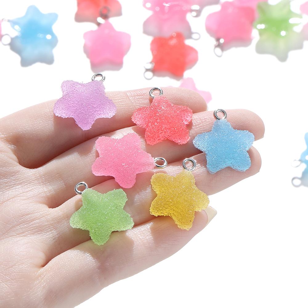 10pcs/lot Simulation Five-Pointed Star Soft Candy Cute Charms Pendant for DIY Earrings Necklace Jewelry Accessories Finding