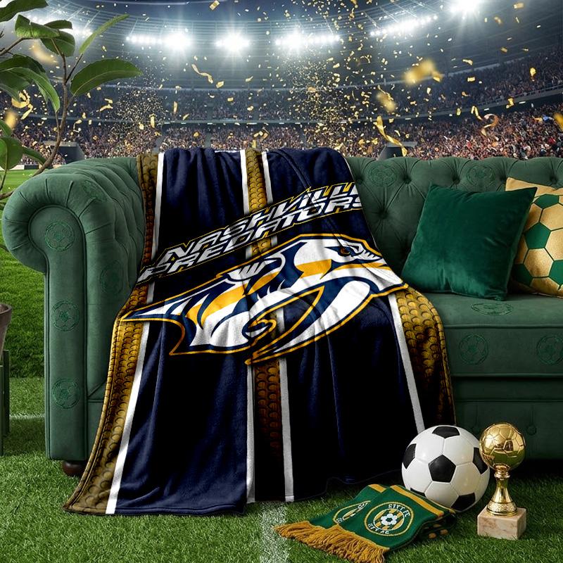 Nashville Hockey Team Throws Blanket Flannel Blankets Plush for Couch Bed Gifts for Men Women Travel picnic blanket Christmas fan gifts