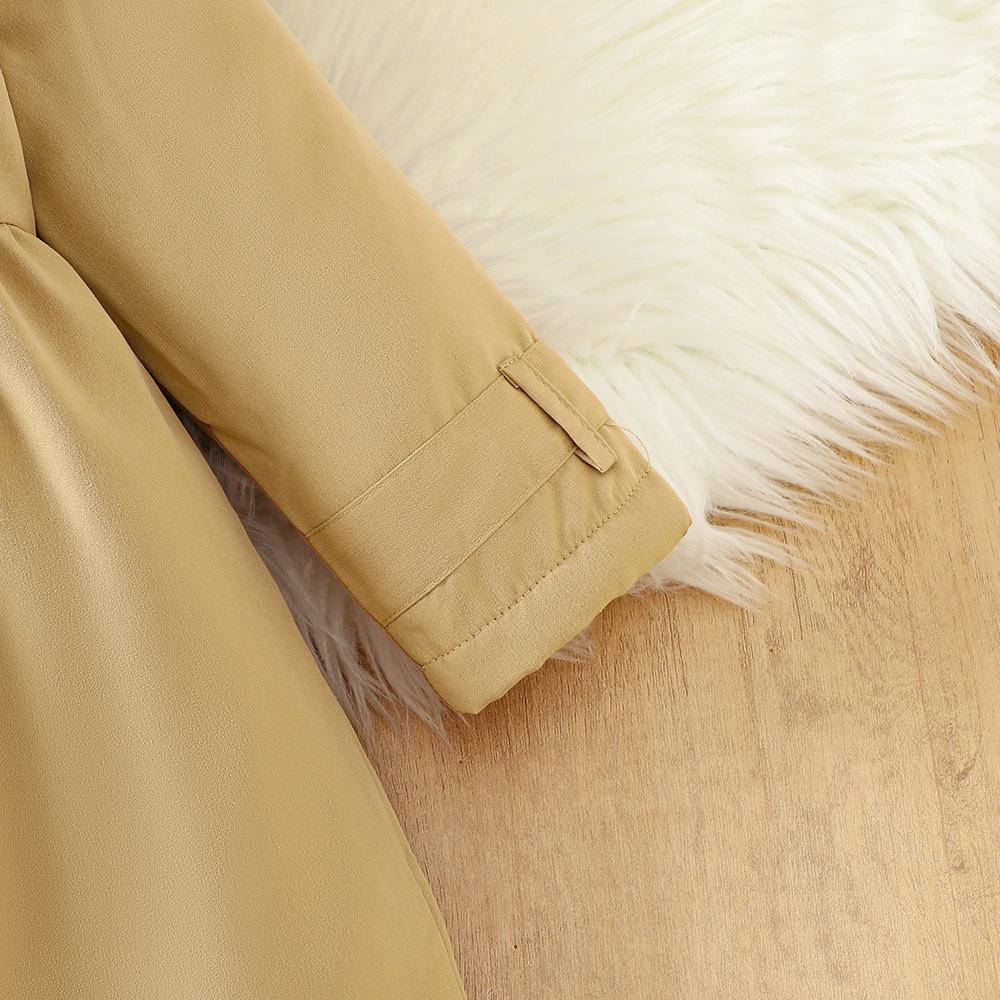 Kinderbekleidung Neuer Herbst Winter Mädchen Britischer Stil Einreihiger Kapuzenjacke Mantel