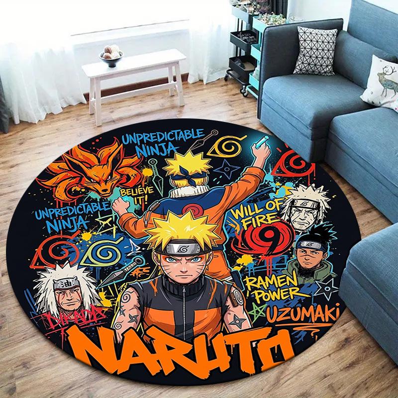 Naruto Poster Round Area Rug Carpet Rug For Living Room Bedroom Sofa Playroom Decor Nonslip Floor Mat