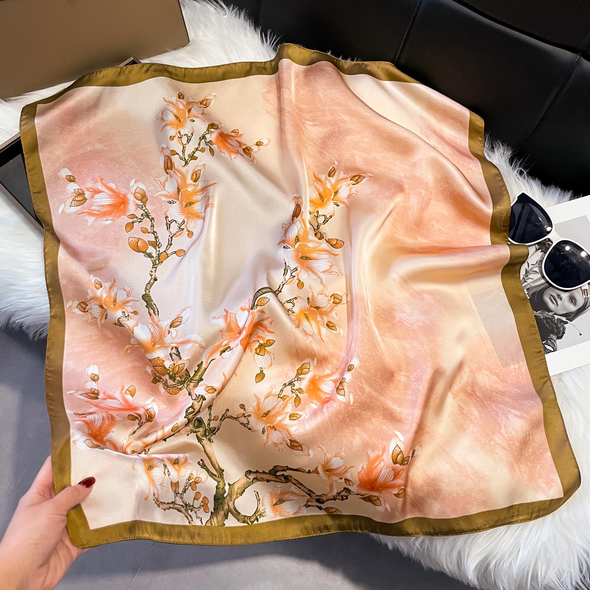 

Роскошный модный принт 70*70 см шелковый квадратный шарф женский мягкий атласный ободок для волос шейный платок галстук женский ободок фуляр лента для сумки