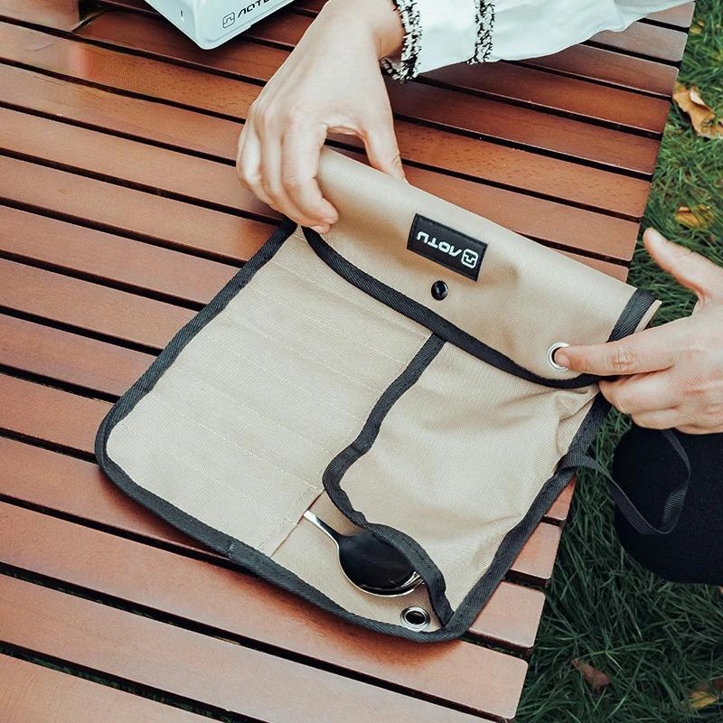 Picknicktasche für den Außenbereich, Löffel, Messer, Essstäbchen, Gabel, Aufbewahrungstasche, tragbare, faltbare Tischwäschetasche, Camping, Kiking, Reiseausrüstung