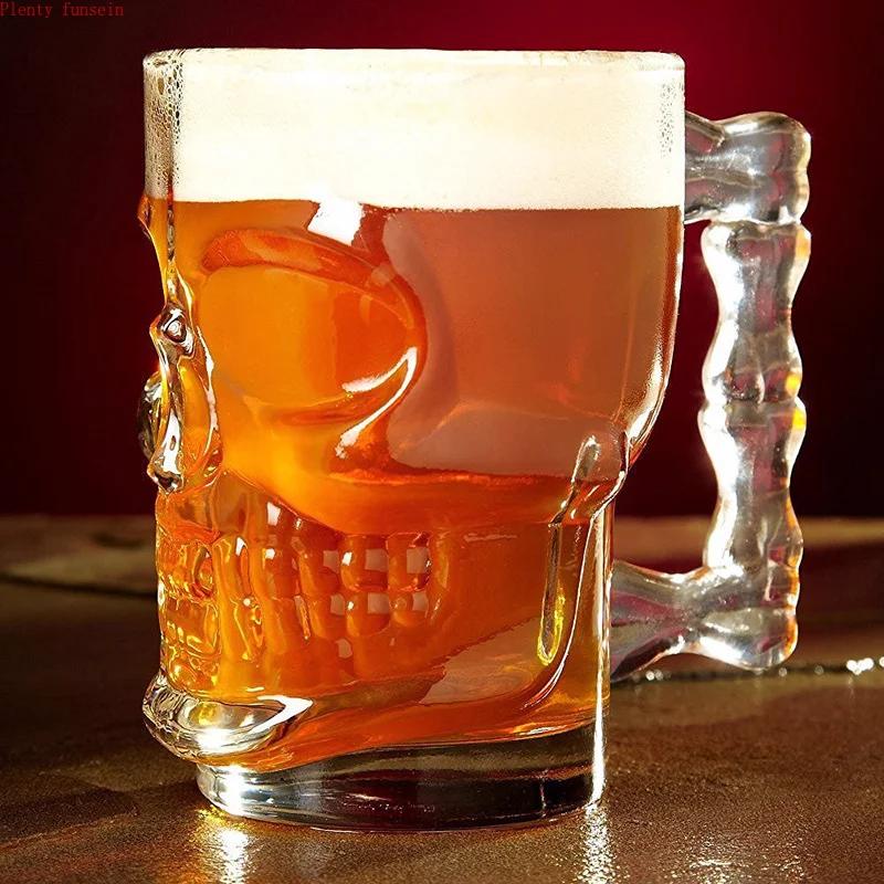 Whiskey Glass with Skull Face and Handle, Pirate Master Cup, Creative Crystal Glass, Drinking Wine, Vodka Essential Bar, KTV, 50