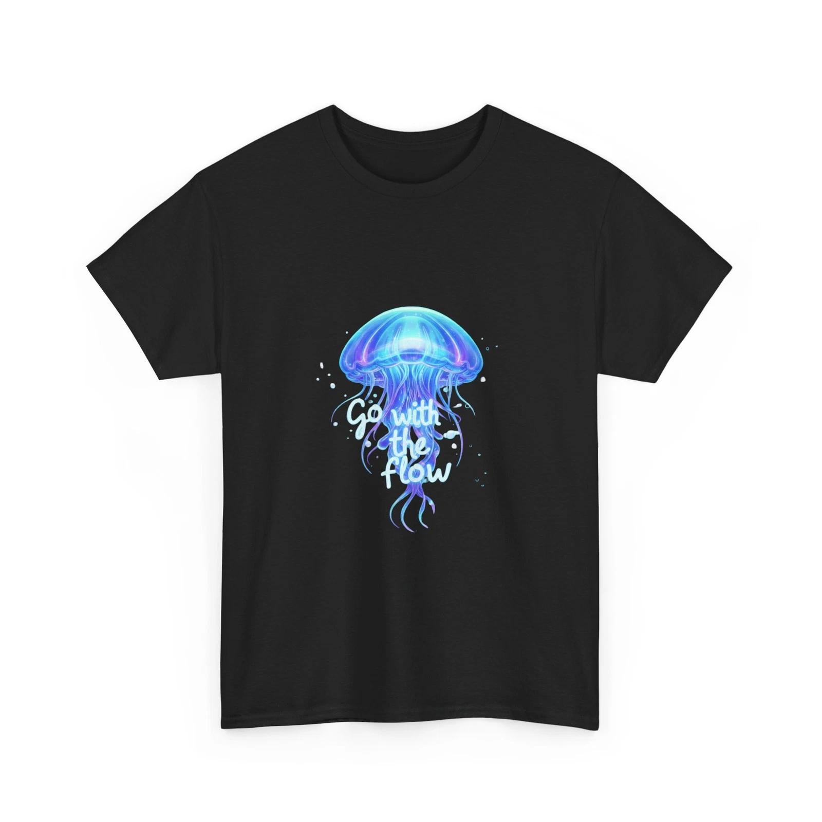 Blue Jellyfish  Go With The Flow  Tee | Ocean, Nautical Graphic, T-Shirt Gift S