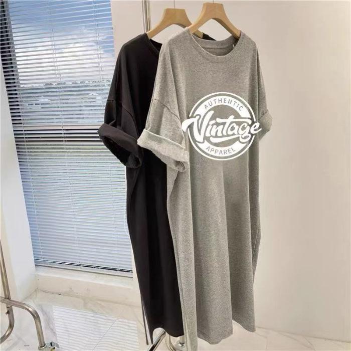 

Свободное платье-футболка большого размера с короткими рукавами, длинное летнее платье, доходящее до колен, прикрывающее живот и делающее вас стройнее благодаря облегающему крою. 2XL