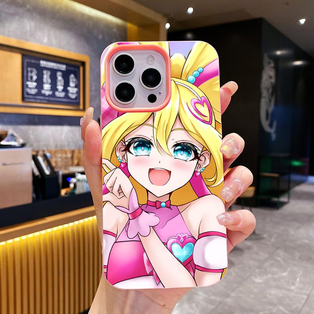 Sakura Uta Cure Idol Jelly Doppelschicht Rosa Handyhülle für iPhone 17 16 15 14 13 12 11 Air Pro Max Plus Schutz