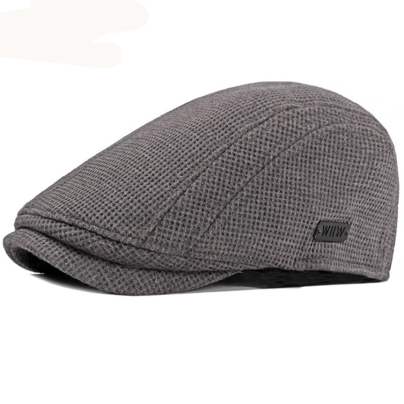 HT1327 Black Beige Coffee Grey Cabbie Gastby Flat Cap Warm Knitted Autumn Winter Mens Hats British Western Style Beret Caps