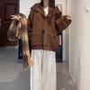 Vintage fashion hooded knitted cardigan top women's autumn and winter new soft waxy loose lazy wind sweater jacket