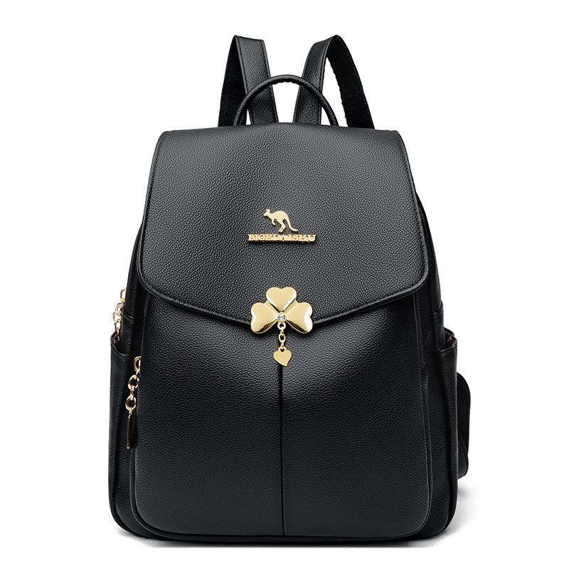 Schoolbag women's soft leather backpack, new best-selling fashionable large-capacity backpack, versatile student backpack for commuting