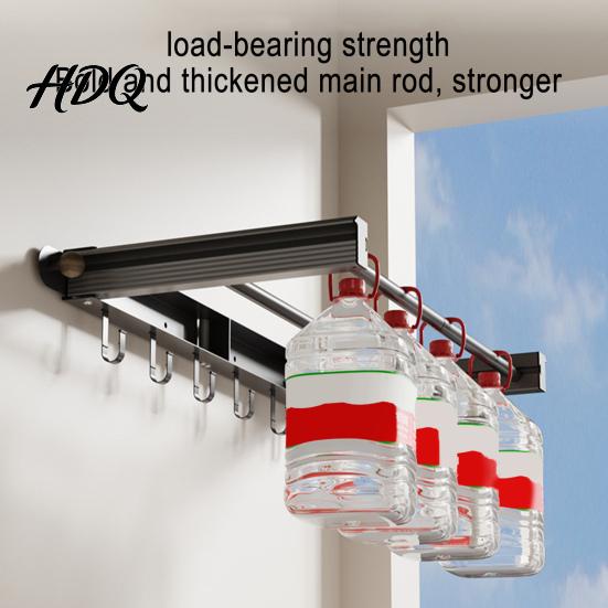Pressure-resistant Clothes Rack Wall Hanger Foldable Drying Reinforced Material Mounted Laundry Clothing Double Pole